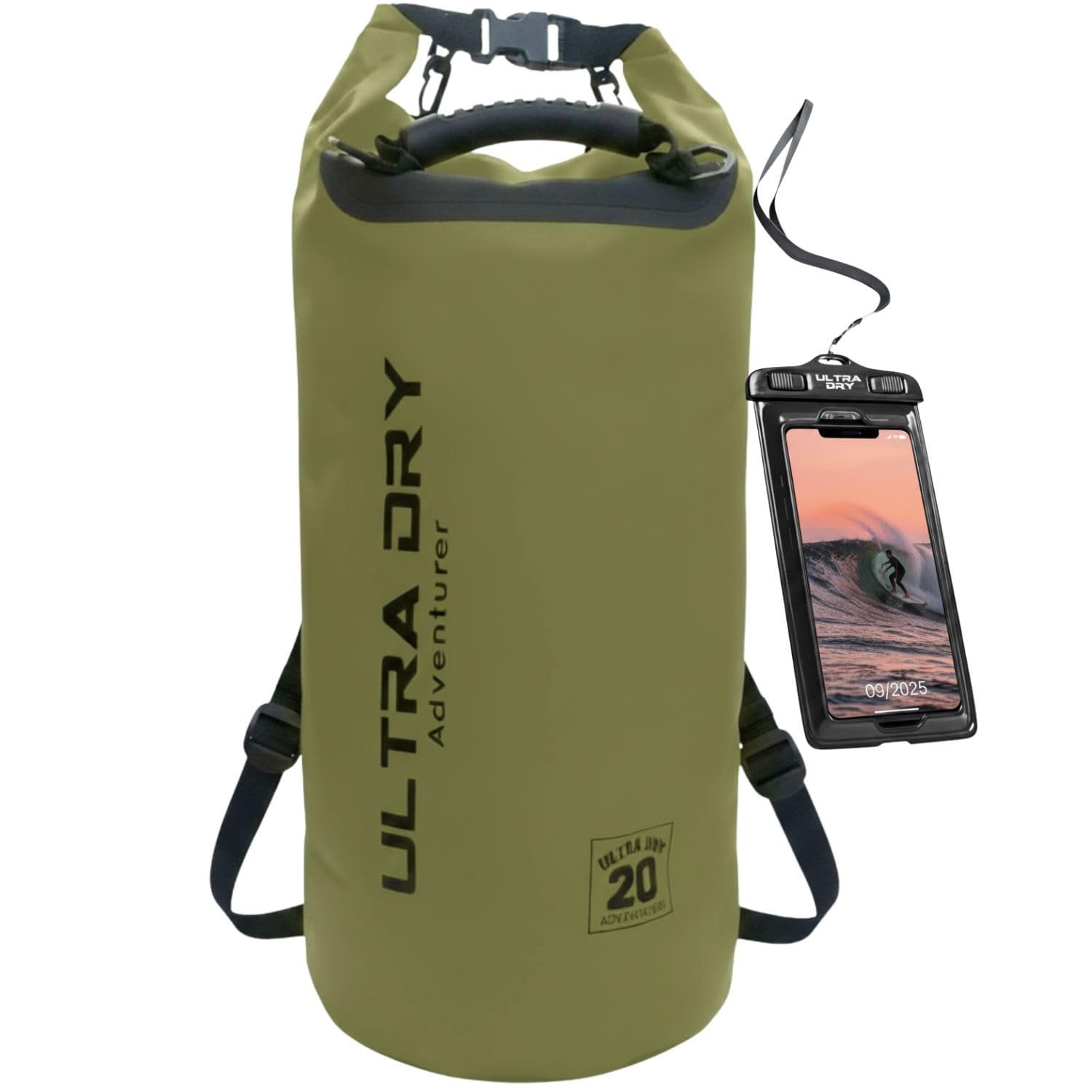 Ultra Dry Adventurer Premium Waterproof Bag, Sack with Phone Dry Bag and Long Adjustable Shoulder Strap Included, Perfect for Kayaking/Boating/Canoeing/Fishing/Rafting/Swimming/Camping/Snowboarding