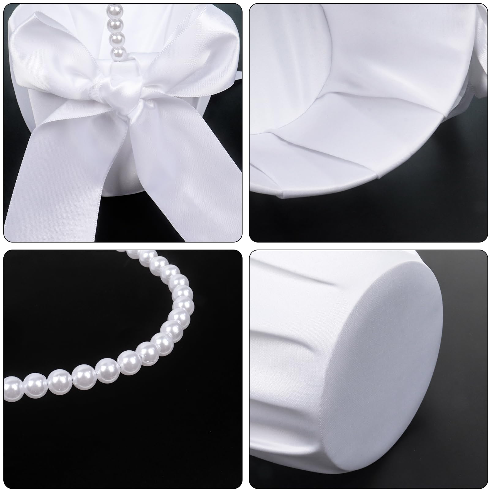 2 Stück Blumenmädchen Korb, Weiß Blumenkorb Hochzeit für Blumenmädchen, Blumenkorb Blumenkinder mit Henkel und Schleife