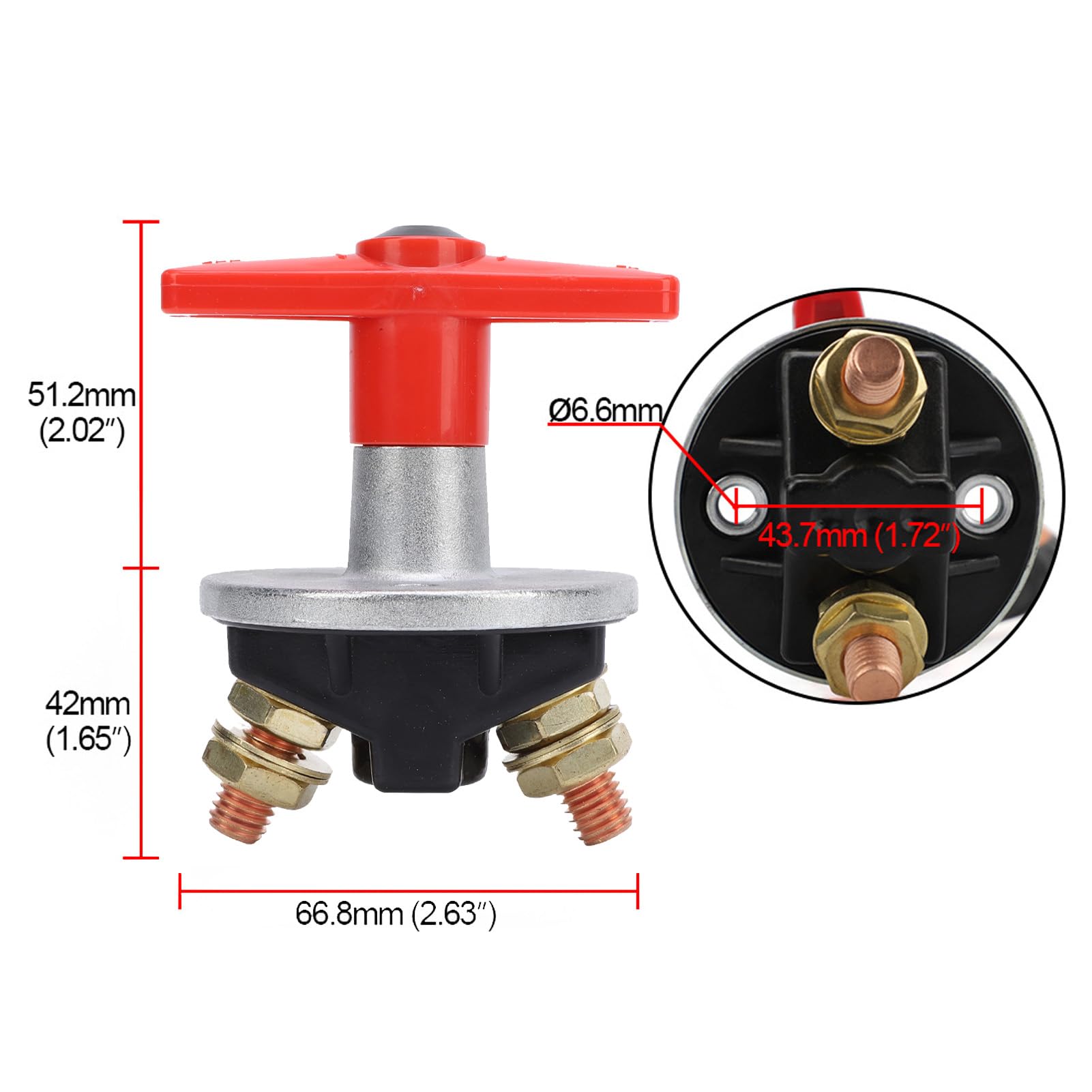 Power Disconnect Switch, for Car Boat Truck, Suitable for Cars Boats RVs UTV, Built in Spring Copper, An Ideal Battery Power On Off Switch