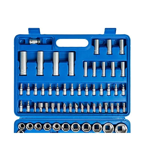 TecTake 94 TLG. Knarrenkasten Nusskasten Ratschenkasten 1/4 und 1/2 Zoll Steckschlüssel Set – Bild 4