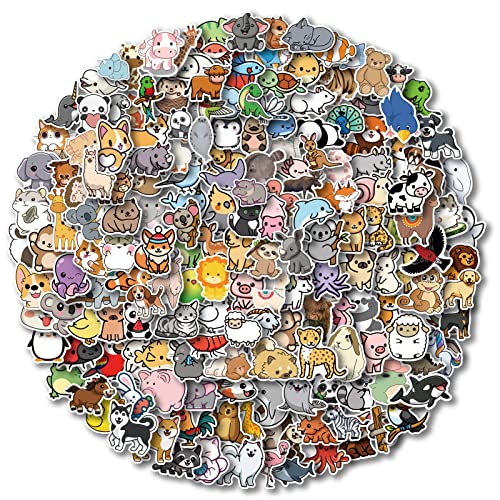 Aowplc 300 Pcs Animal Stickers, Cute Stuff for Kids, Vinyl Waterproof Kawaii Stickers for Water Bottles