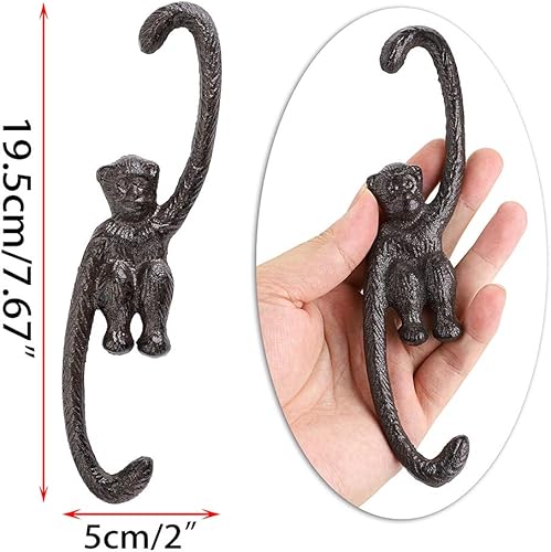 Miniatura 3 de Sumnacon Gancho en S, 4 ganchos de hierro fundido para baño, cocina, jardín, ganchos colgantes de mono para colgar plantas, semillas de pájaros,