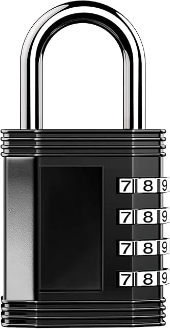 Combination Padlock, Padlock for Gym Locker, 4 Digit Black Combination Lock for School Locker, Shed, Fence, Hasp, Garage (1 Pack)