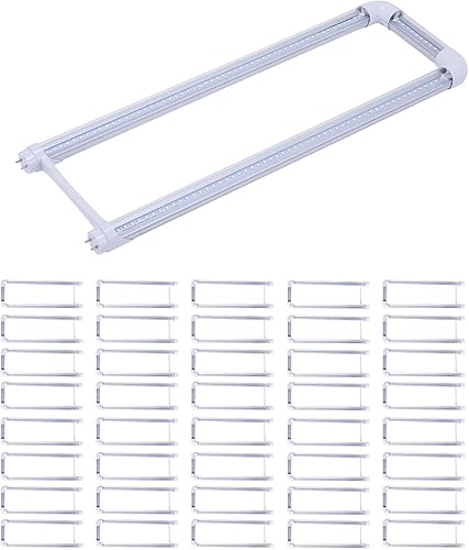 Paquete de 40 tubos LED T8 U curvados, bombillas LED en forma de U, 2 x 2 pies 24 W (equivalente a 50 W), luz blanca diurna 6000K, base G13 de doble