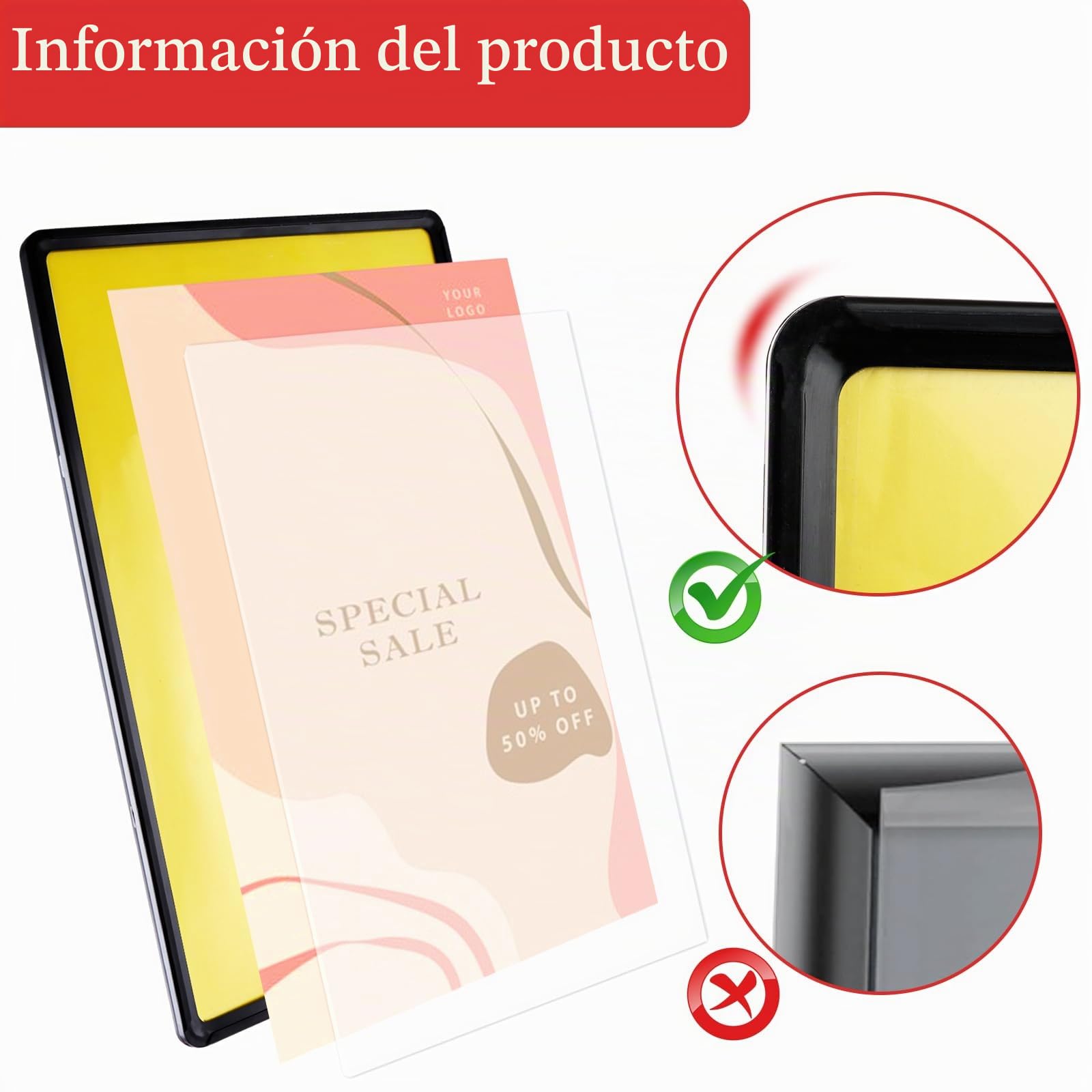 3 Soporte Informativo A3, Altura Ajustable, Soporte para Carteles, Expositores, Menús