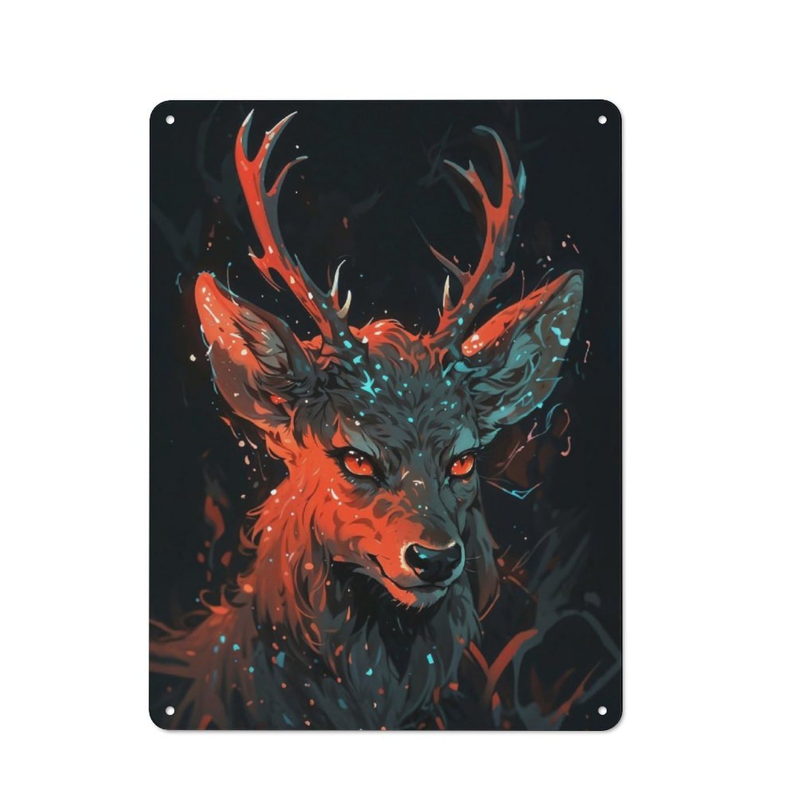 Junmoney Mystic Deer In The Forest Rustic Tin Wall Plaque 40X30cm For Home Bar Wall, For Vintage Wall Decor Fans, For Living Room And Hallway Decor
