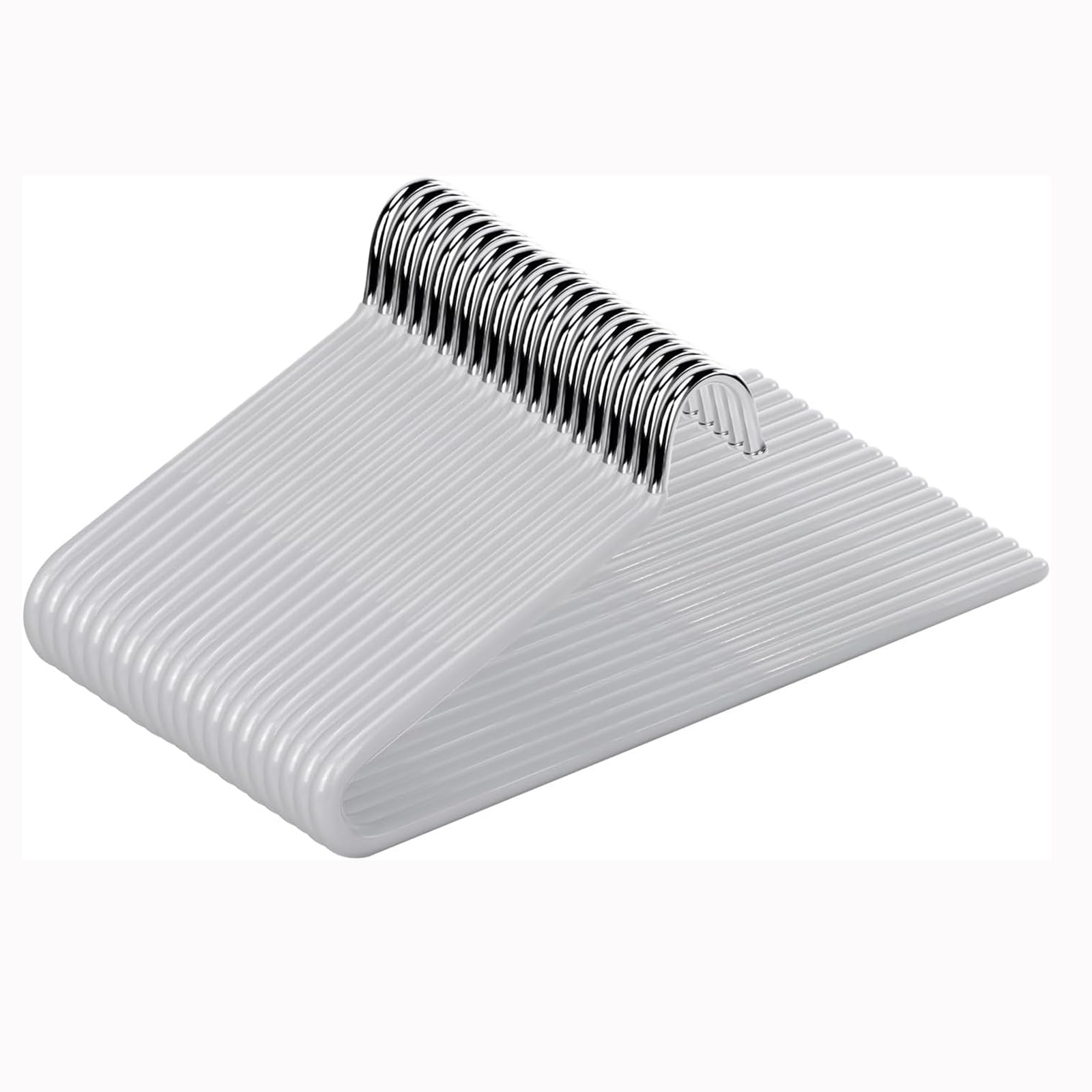 Grucce Pantaloni, 20 Pezzi Metallo Salvaspazio Grucce Appendiabiti 33,5cm | Acciaio inox resistente, gommate antiscivolo, design aperto, pantaloni gonne calze, organizzazione armadio, grigio