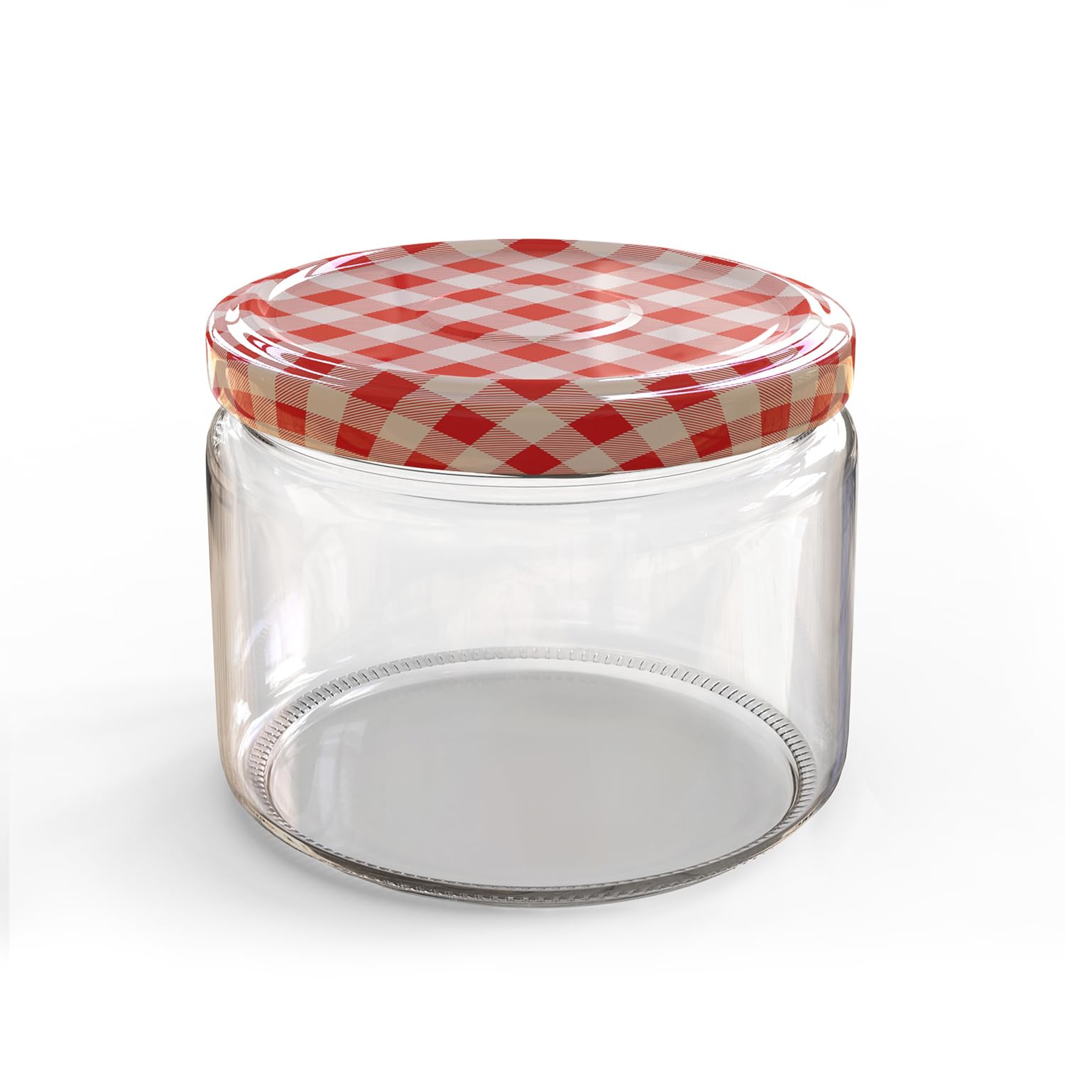 Oputec Lot de 48 bocaux de 282 ml avec couvercles à visser rouges à carreaux – Parfaits pour les confitures, les confitures et plus encore, petits bocaux avec couvercle, parfaits comme pots à