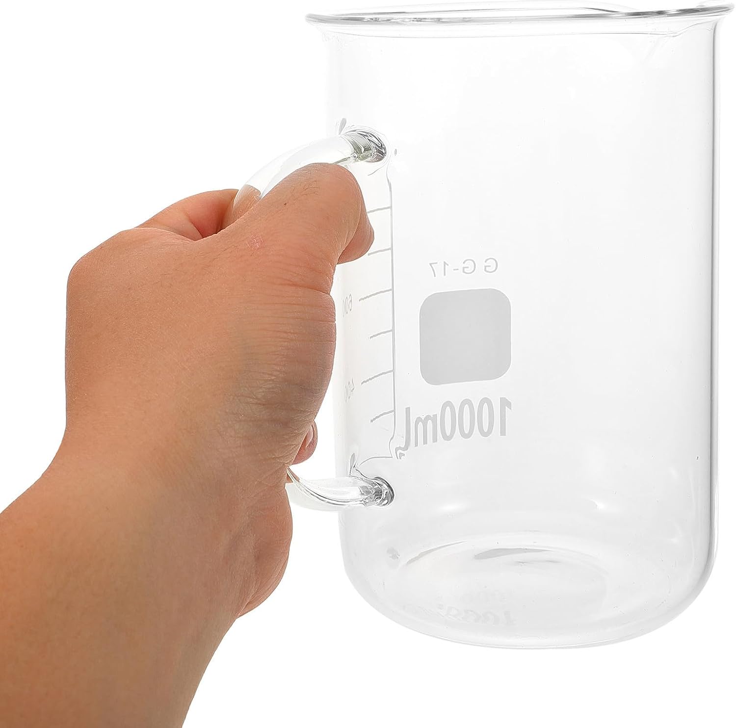 1000ml Glass Beaker Mug with Handle and Pouring Spout, Measuring Cup for Kitchens and Other Settings, Resistant to High Temperatures with Precise Pouring Feature