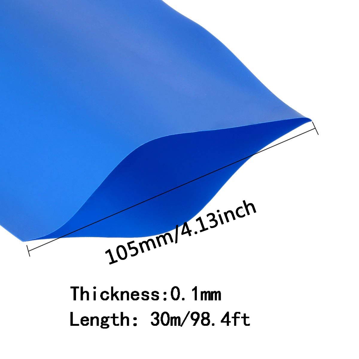 Płaskie rurki termokurczliwe z PVC, Rurka termokurczliwa z PVC do akumulatora Niebieska 0,1x(90-105) mm 98,4ft(0.1 * 105Mm)
