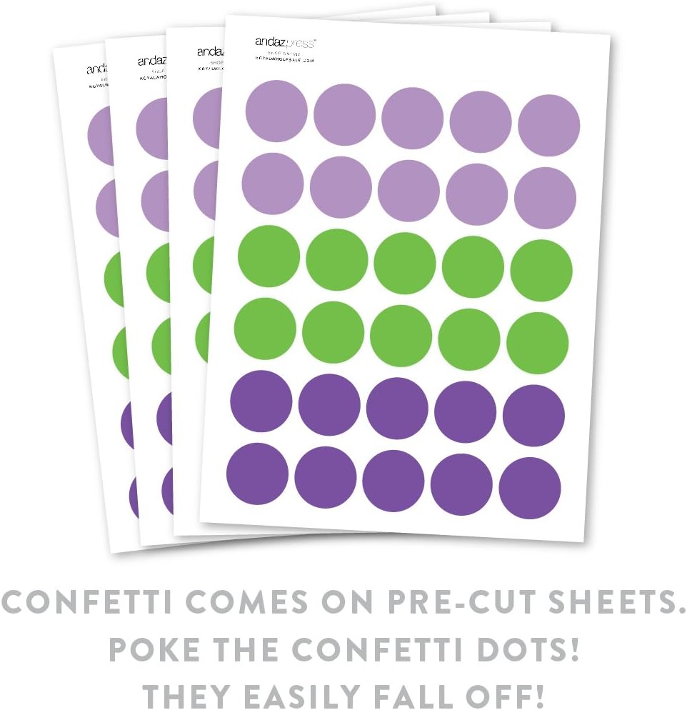 Andaz Press Large Confetti Party Table Decor, 1.5-inch Double-Sided, Lavender, Kiwi Green, Purple, 180-Pack, Tinkerbell Theme Colored Supplies