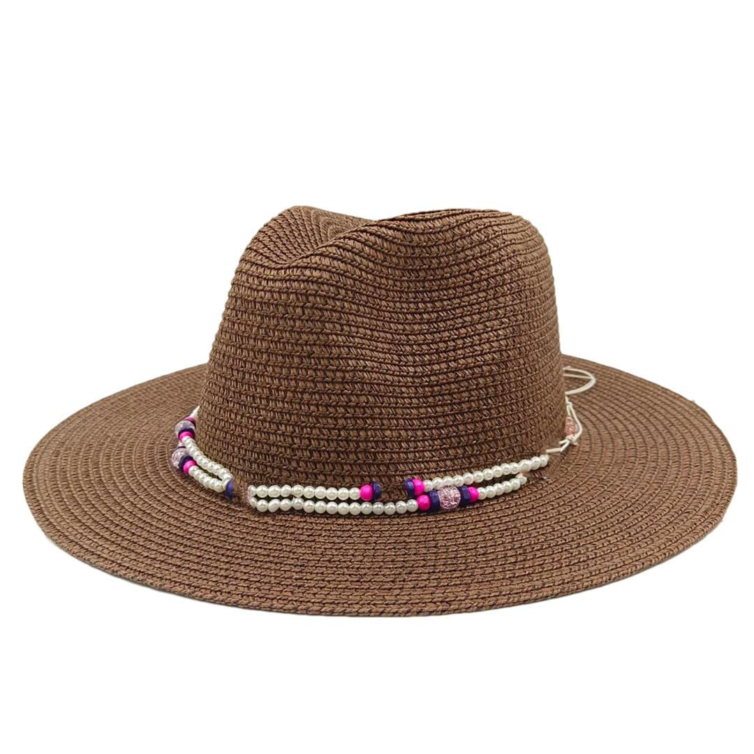 LCUVIMPEX Bucket Hats， Straw Sun Hat Multicolor Unisex Summer(Brown)