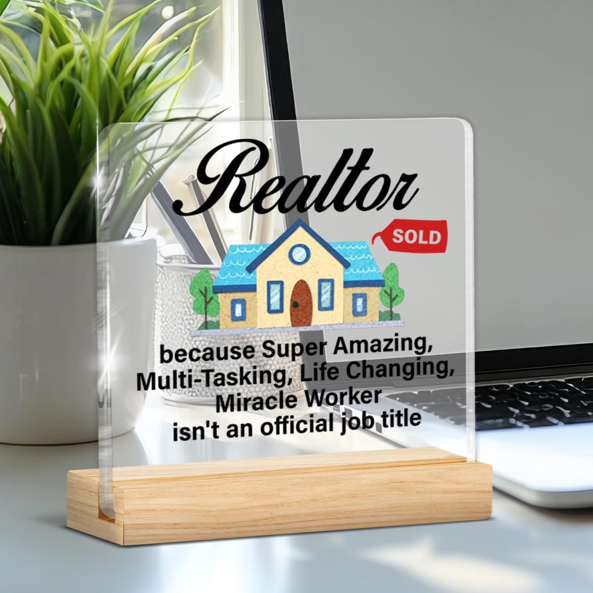 Realtor Gifts for Women Men, Real Estate Gifts for Realtors, Realtor Clear Acrylic Desk Decorative Sign Home Office Decor - Image 4