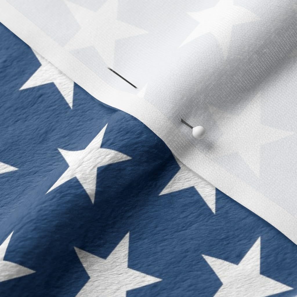 Spoonflower Fabric - Stars Blue Star Pattern White Patriotic Independence Tiny Day 4Th of Printed on Minky Fabric by The Yard - Sewing Baby Blankets Quilt Backing Plush