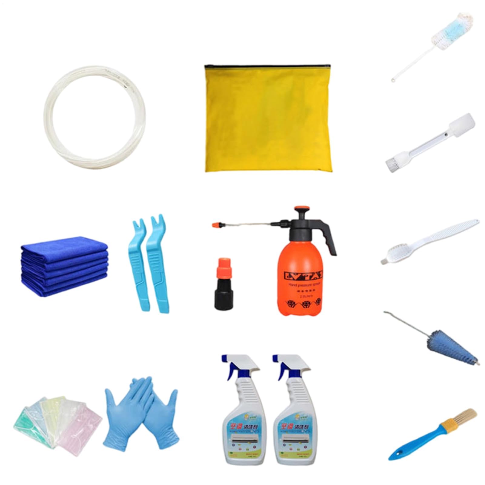 Set completo di copertura per condizionatore d'aria, impermeabile, 16 pezzi, kit di pulizia con corda, accessori essenziali per la manutenzione e la pulizia del condizionatore d'aria