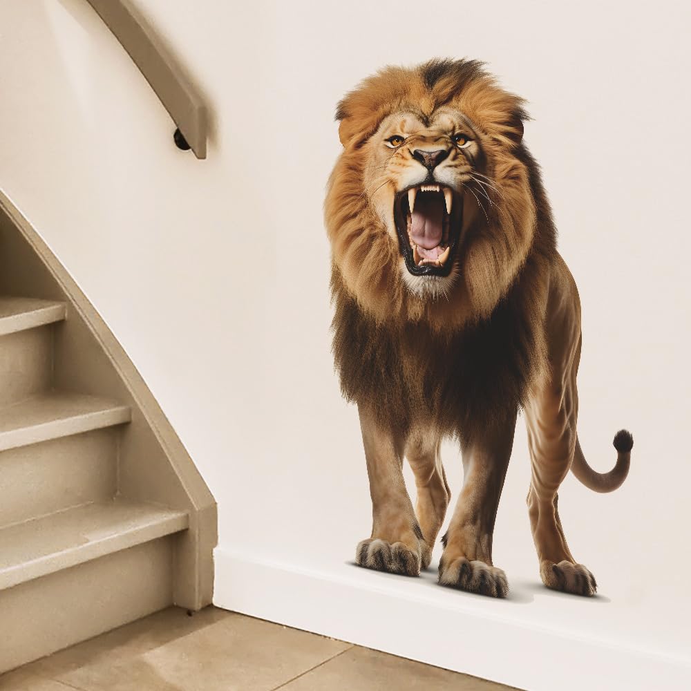ROFARSO Lion Wall Decal Sticker - Removable, Waterproof PVC, 23.6x11.8 Inch, For Bedroom & Living Room - View #5