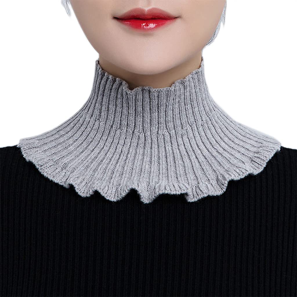 QishGO Women Girls Sweater Collar Detachable Knitted Wool Mock Turtleneck Fake False Collar Half Top Winter Neck Warmer