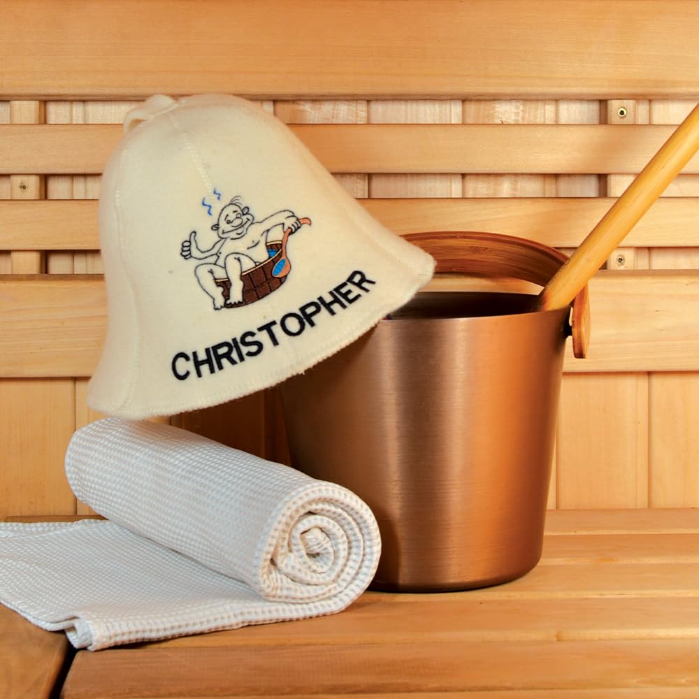 Personalized Organic Wool Sauna Hat – Embroidered Name - Sauna Hair Protector – Premium Felt Sauna Cap, Gift for Men and Women – Traditional Russian Banya Hat