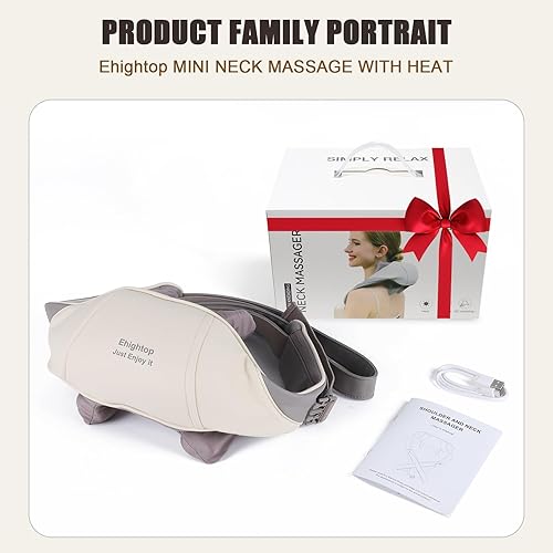 Miniatura 8 de Masajeador de cuello 5D, masajeador de cuello Shiatsu con calor, masajeador de cuello eléctrico inalámbrico, almohada de masaje para cuello,