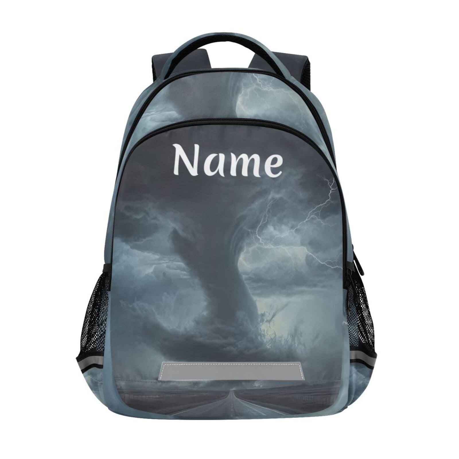 Custom Name Tornado Print Backpack 3rd 4th 5th Grade School Bookbags Travel Laptop Daypack Bag for Boys Girls
