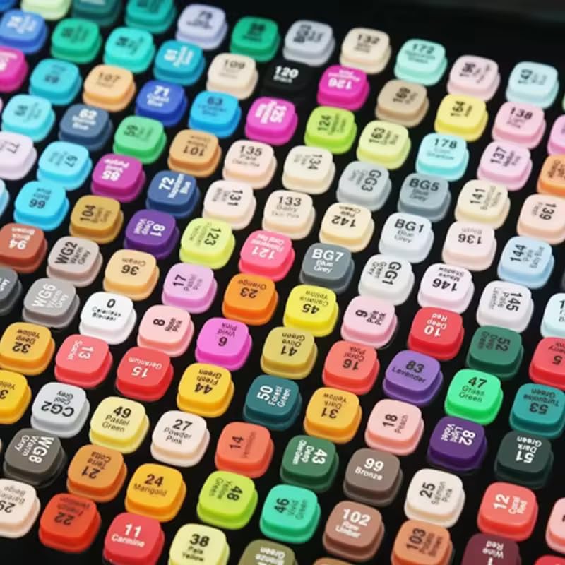 Image of 60-Pcs Dual Tip Alcohol Markers Set - Professional Art Markers For Drawing, Sketching & Calligraphy With 60 Shades, Brush Pens & Fine-tip Markers For Adult Coloring, Painting And Illustrations