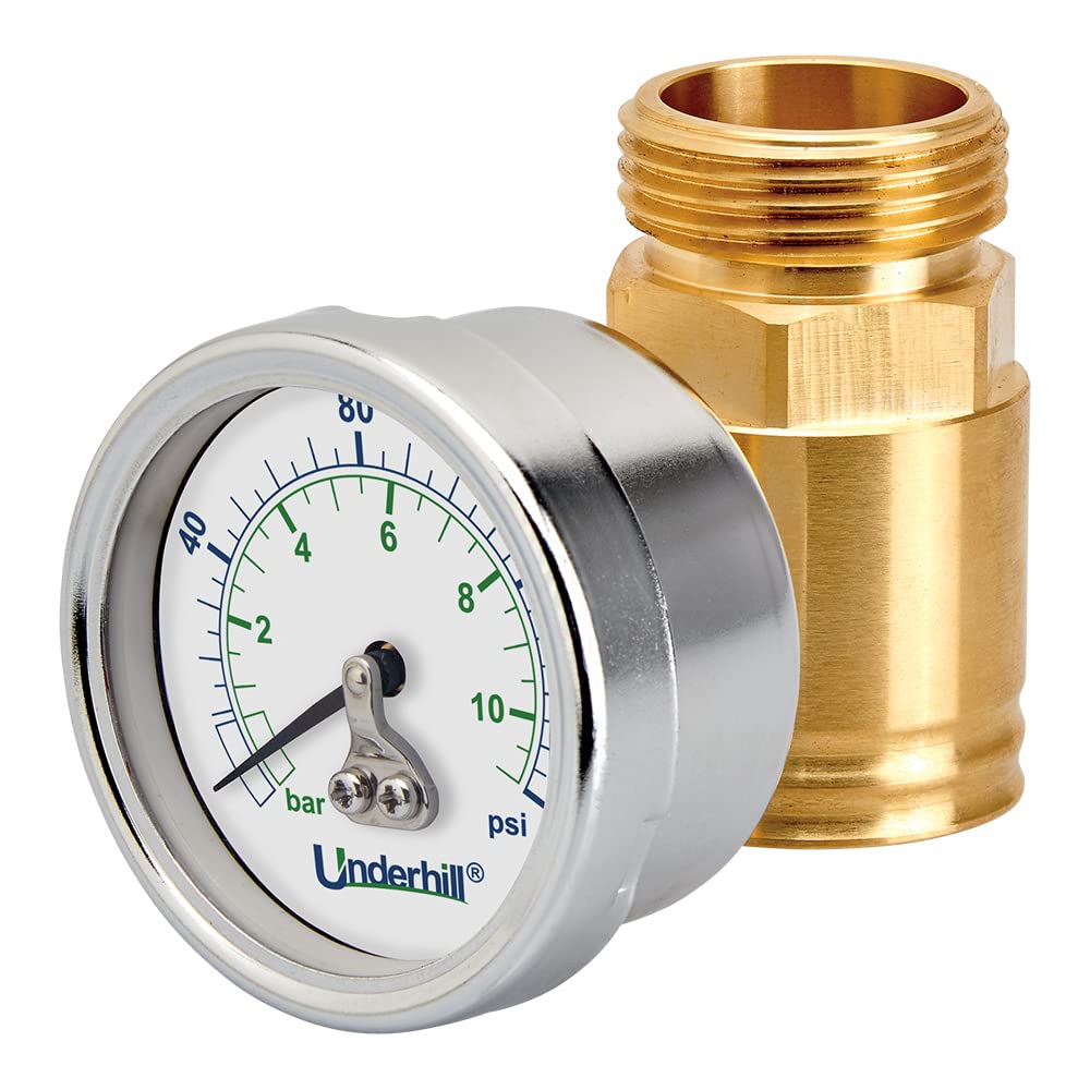 Underhill A-HPG-175 Dynamisches Wasserdruckmessgerät für Schlauchende, Messing