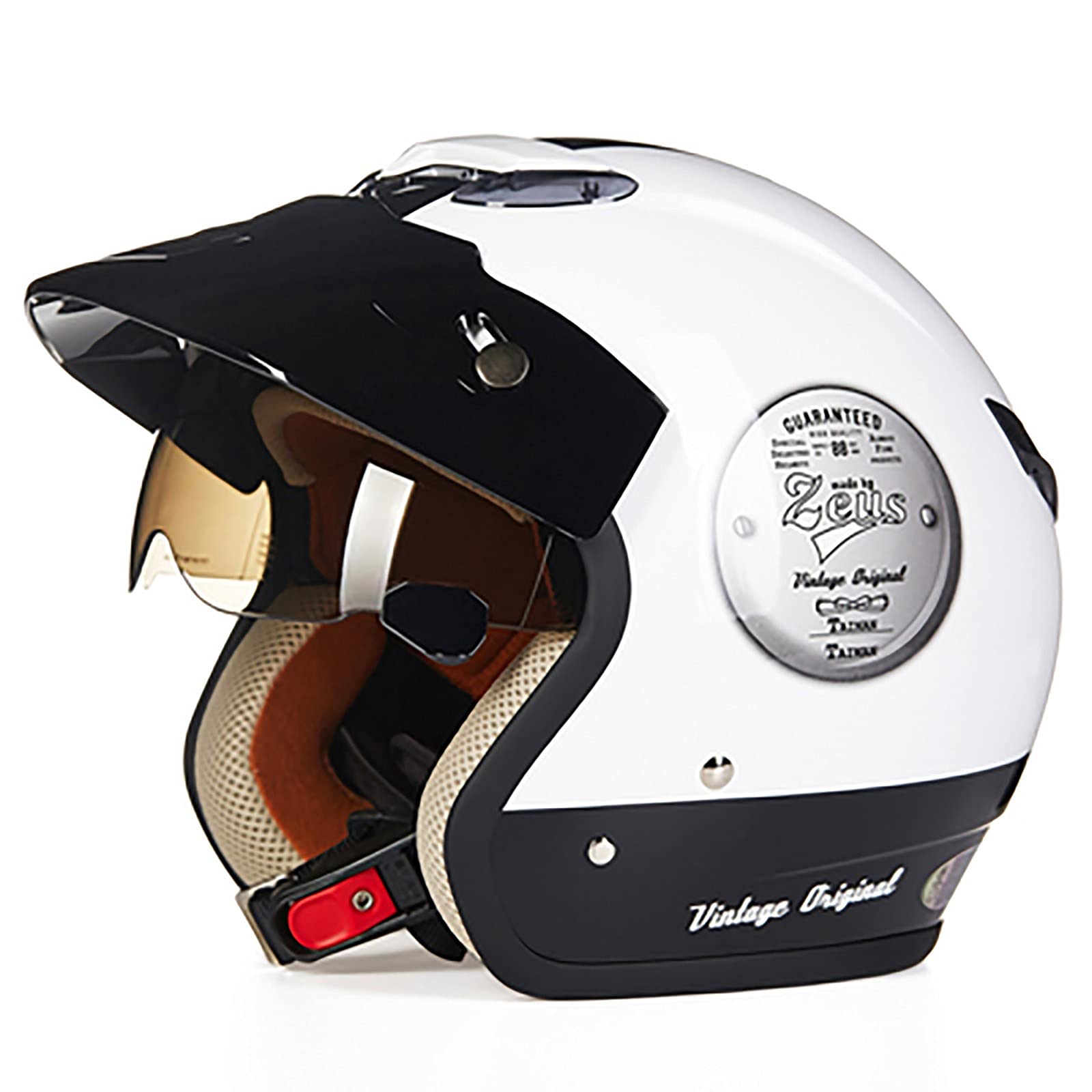 HZIH Caschi Cromwell Casco Moto Demi-Jet Casco Moto Aperto Vintage DOT/ECE Certificato Cruiser Elicottero Chopper Pilota Casco 3/4 Mezzo Casco Moto Scooter Ciclomotore Collisione Casco D,M=54~55cm