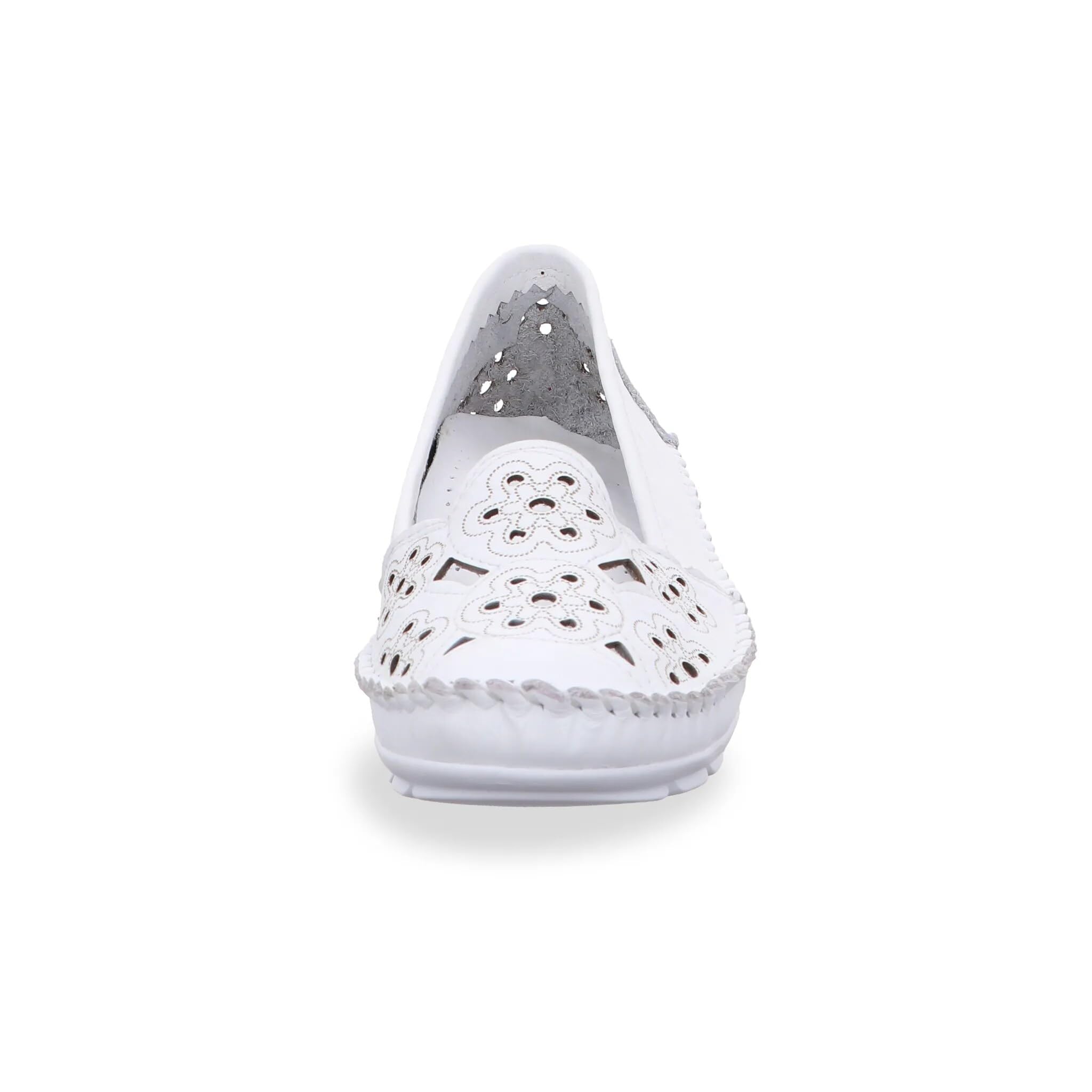 Gemini Damen Slipper Ballerina Leder Cutouts Blumenmuster 382336-01