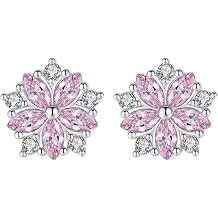Romantic Simple Synthetic Zircon Cherry Blossom Earrings Delicate Jewelry Lady Gift Girlfriends Birthday Gift