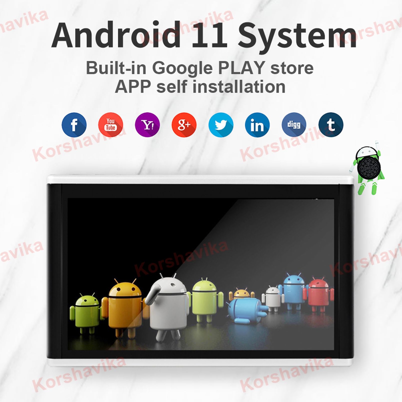 Monitor poggiatesta Android 11 da 11,6 pollici con touch screen per sedile posteriore con luce ambientale, supporta video 4K, WiFi/Bluetooth/Airplay/HDMI/USB/scheda SD/collegamento
