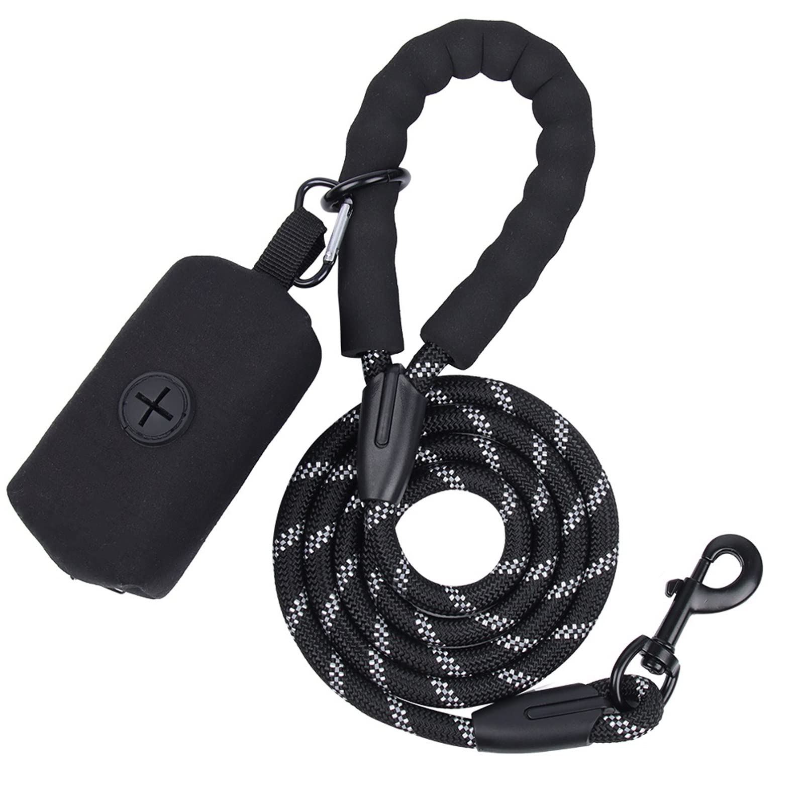 XIANGFAGS Correa Perro Correa for Mascotas Reflectante Fuerte de 1,5 M de Largo con cómodo Mango Acolchado dispensador de Bolsas de Basura Correas duraderas de Entrenamiento Resistente