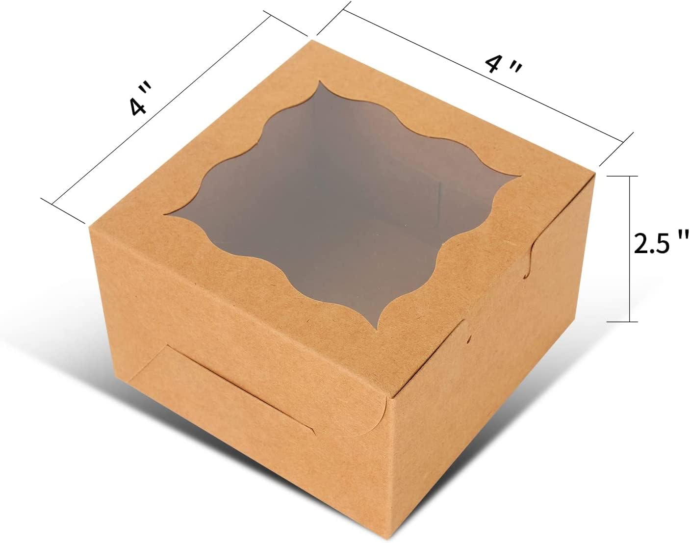 KPOSIYA 120 scatole da forno marroni con finestra singole per cupcake, 10 x 10 x 6 cm, scatole regalo in carta kraft marrone, per dolci, biscotti, torte, ciambelle, macaron