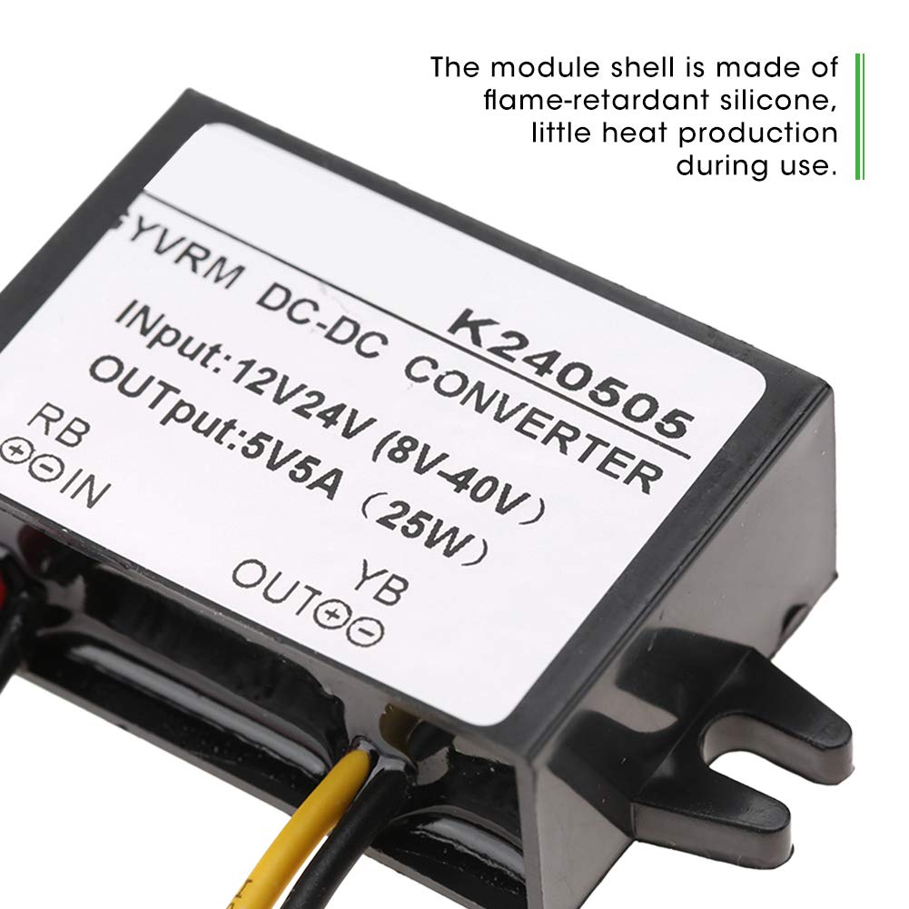 GYVRM-K240505 Przetwornica DC na DC Nieizolowany moduł Obniżający DC12V/24V na DC5V 5A 25W moduł Transformatora Obniżającego Regulator Wodoodporny Zasilacz Samochodowy