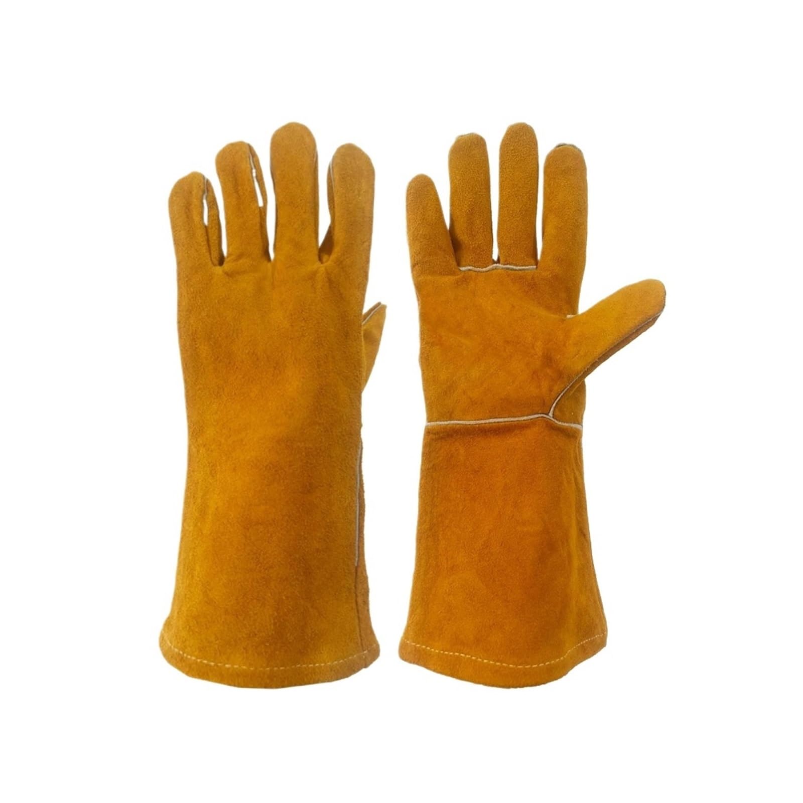 Générique Gants de soudage longs en cuir, gants travail antidérapants, durables et résistants(Yellow)