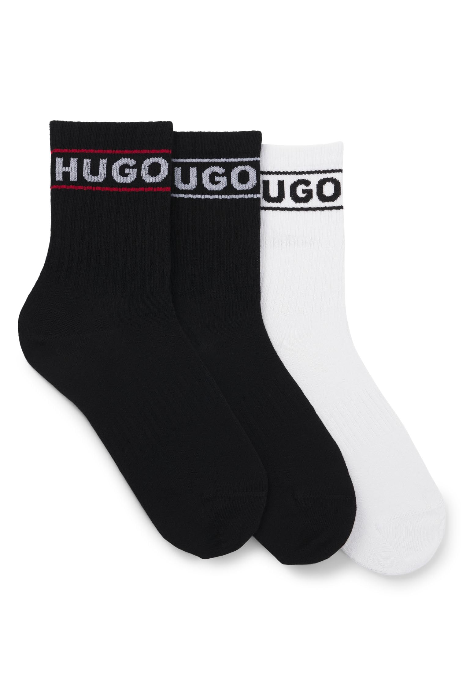 HUGO Womens 3P QSRIB SPORTY CC W Three-pack of short-length socks with logo