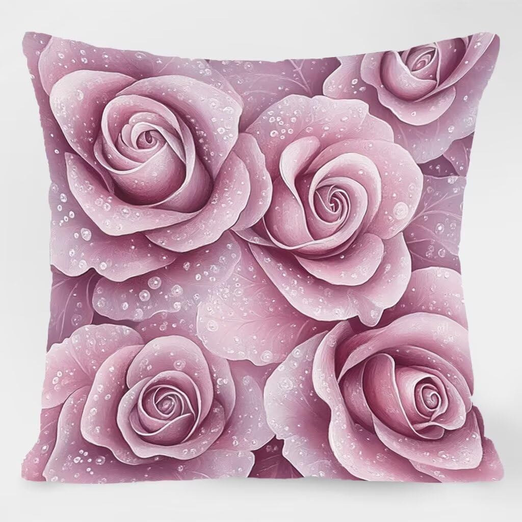Poszewki na poduszki 61 x 61 cm, kwiatowe poduszki na zewnątrz wodoodporne kwadratowe poszewki na poduszki 4 sztuki, krajobraz dwustronny nadruk dekoracyjne poszewki na poduszki do dekoracji domu sofa