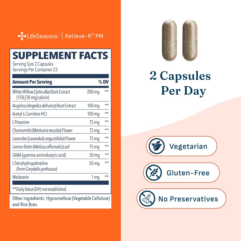 LifeSeasons Relieve-R PM - Eases Nighttime Aches & Discomfort - Relaxes Muscles - Calms The Nervous System - Supports Natural Sleep Cycles & Non Habit Forming - 46 Capsules — Amazon image 5