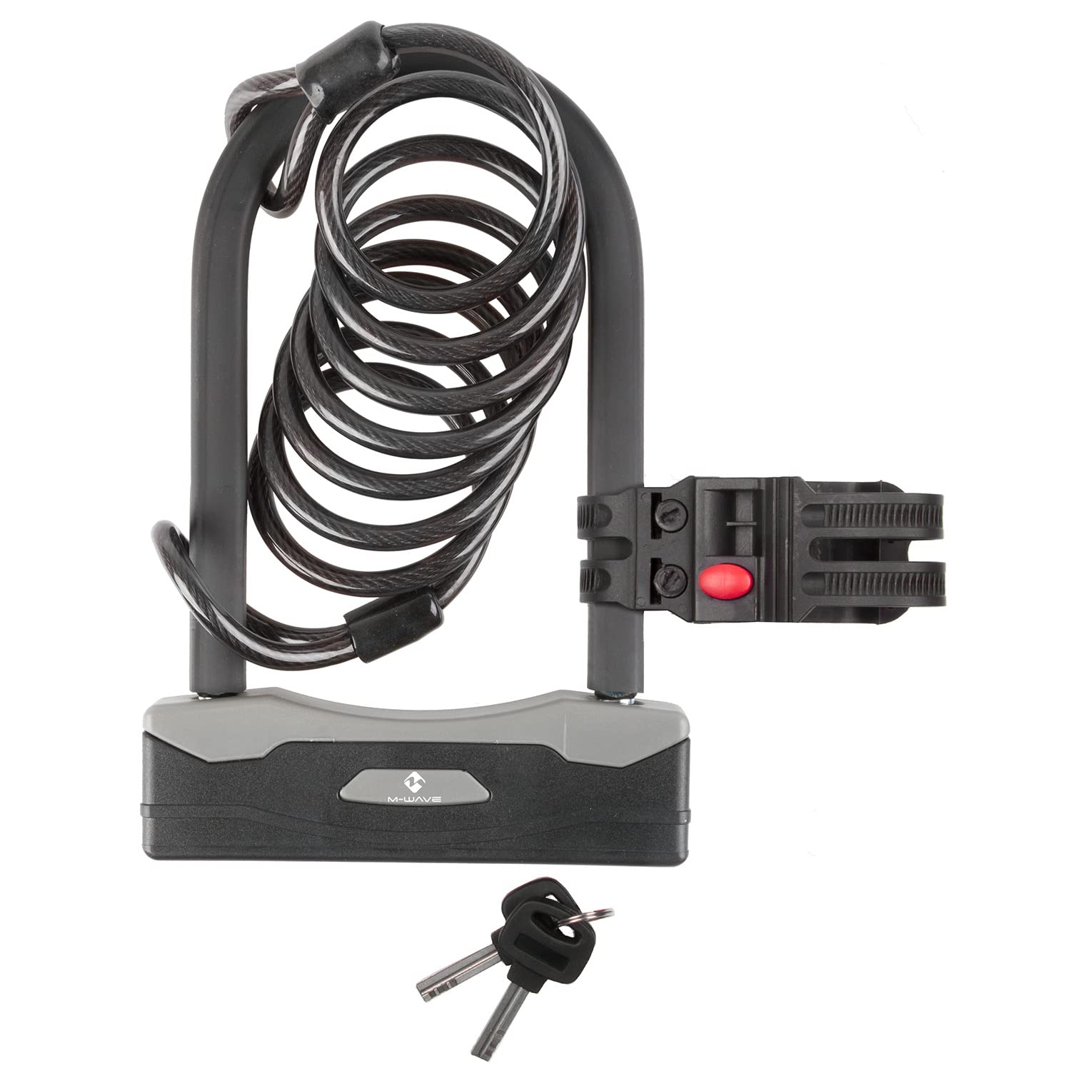 M-Wave Unisex Adult B and S Shackle Lock With Spiral Cable - Black, 165 x 247 mm