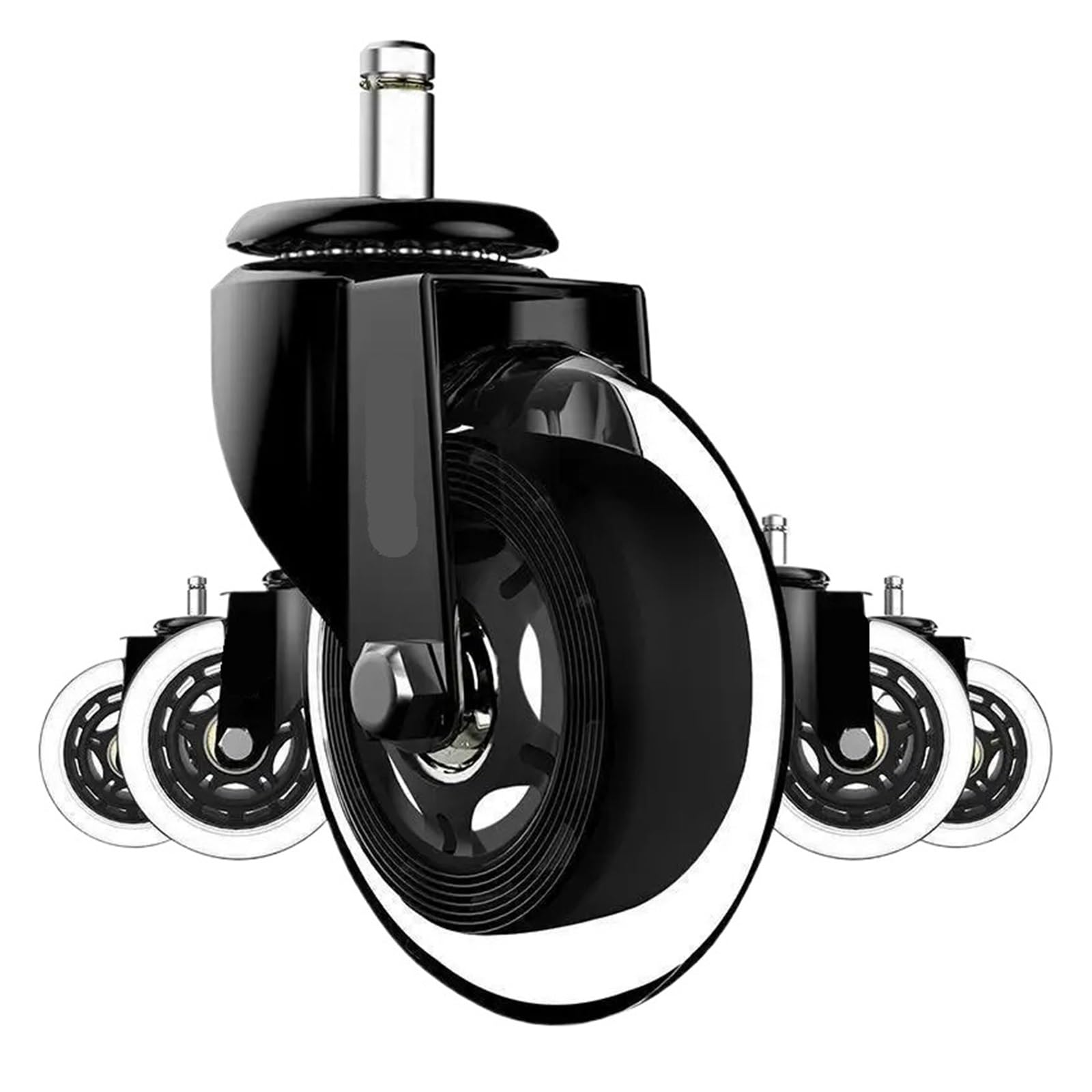 MXXDMOPD 5 Pieces/Batch 3-inch M11*22mm electrophoretic PU Wheel/Swivel Chair Wheel/Office Wheel/Polyurethane Caster M11x22mm