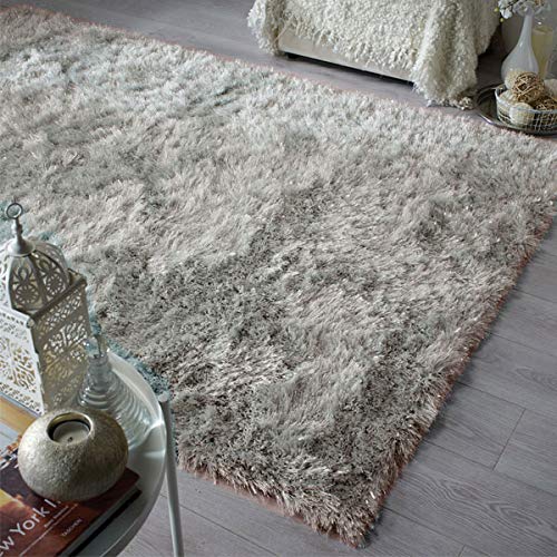 Flair Rugs Dazzle Sparkle Deep Pile Shaggy Rug, Natural, 80 x 150 Cm