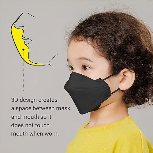 Miniatura 4 de [Paquete de 20] Mascarilla prémium para niños con protección contra el polvo (KF94), color negro, S