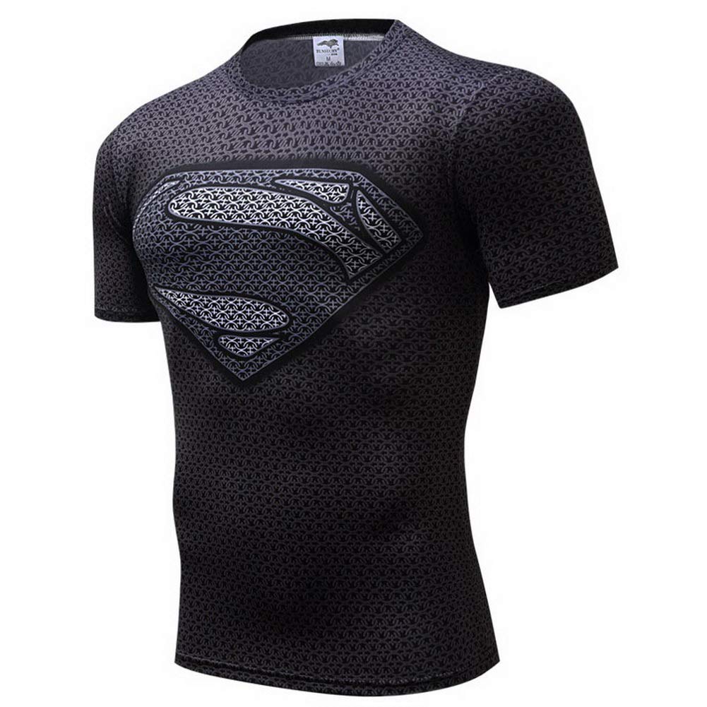 Justice League Men Compression T-Shirt Superman Tops Fitness