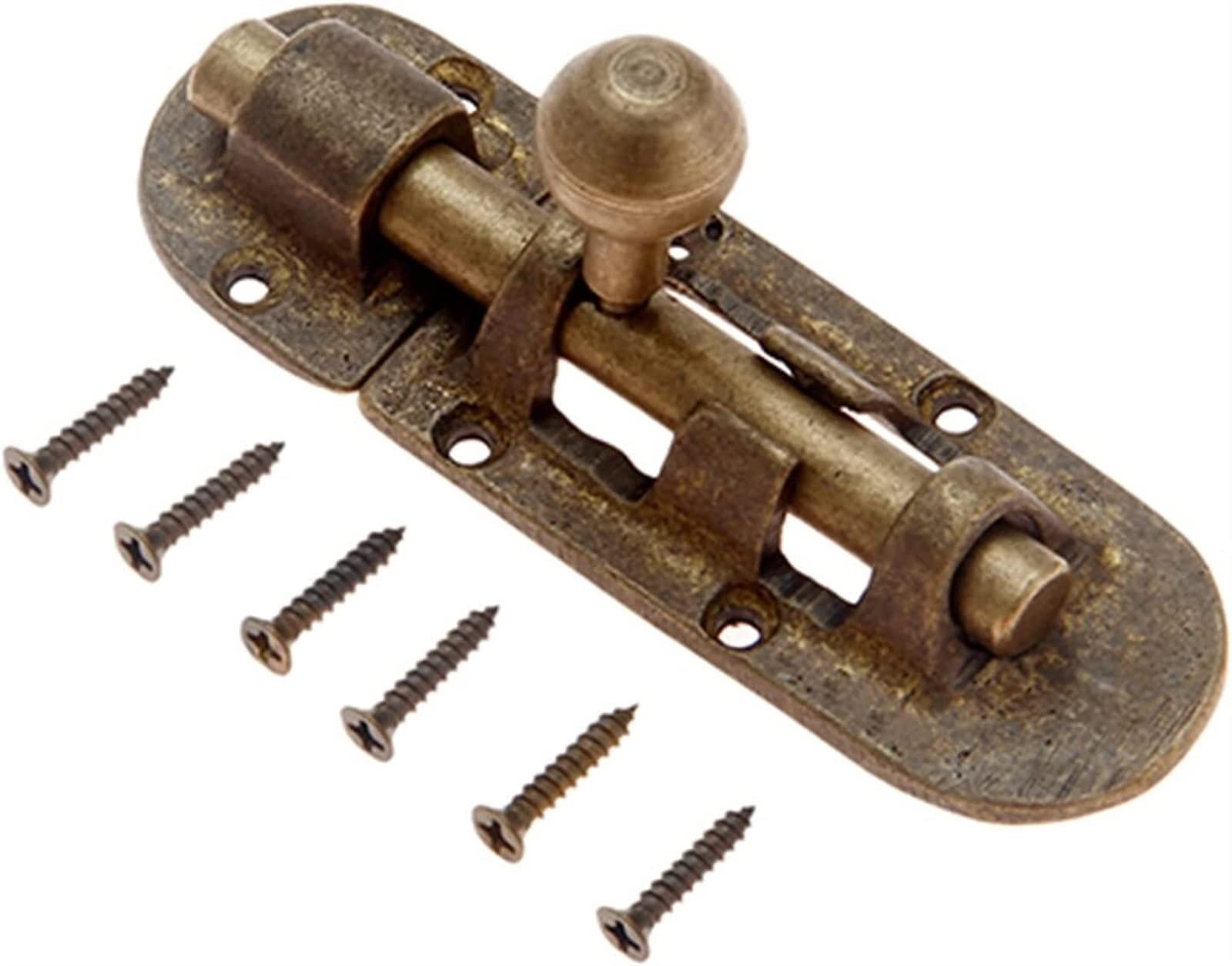 SFJSFIMQ Slide Bolt Door Lock Hasp,Gate,1Pc Brass Bolts Vintage Barrel Catch Cupboard Stapler Latch Hardware with Screws Button