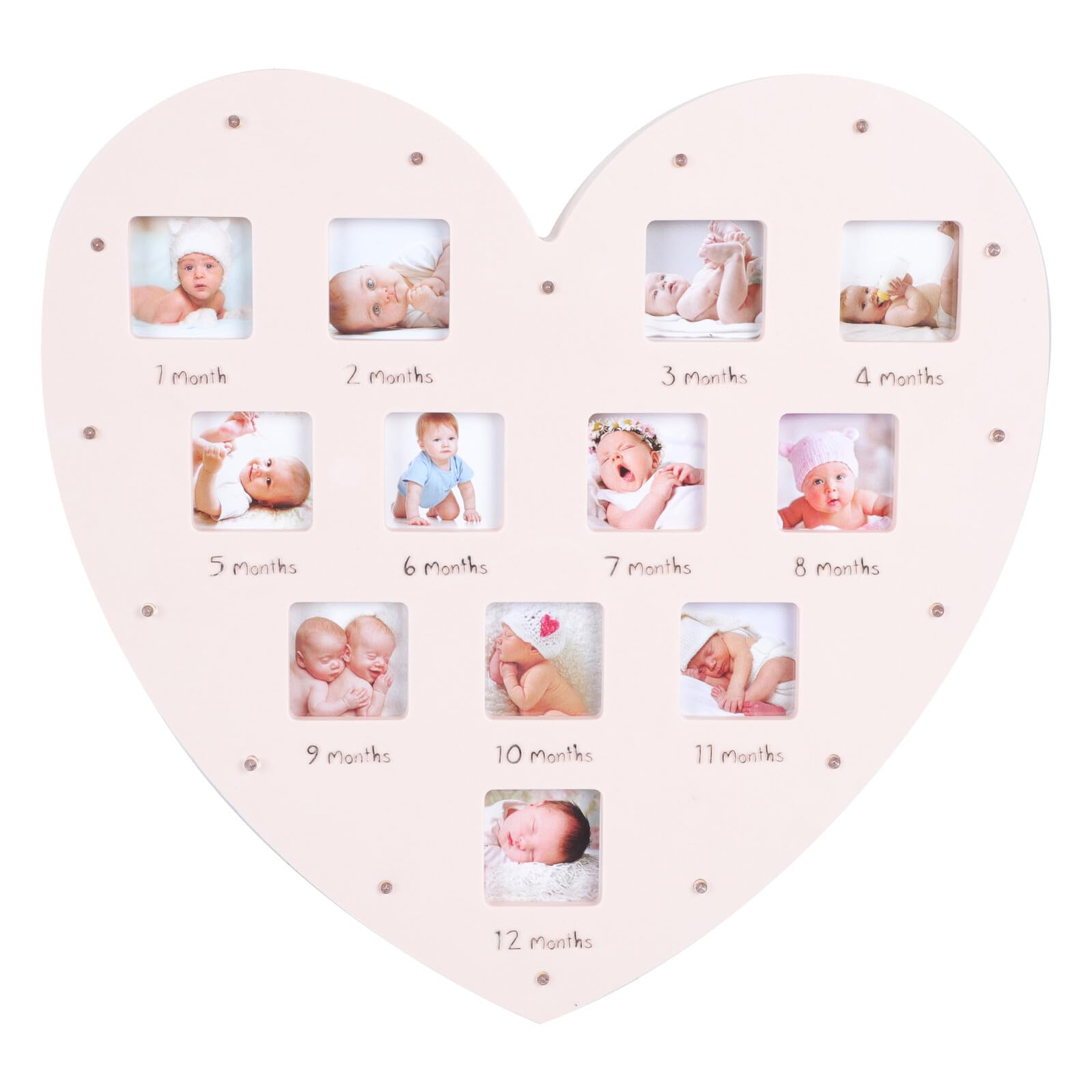 Marco de Fotos de Recuerdos para Bebés con Luz, Corazón, 12 Fotos