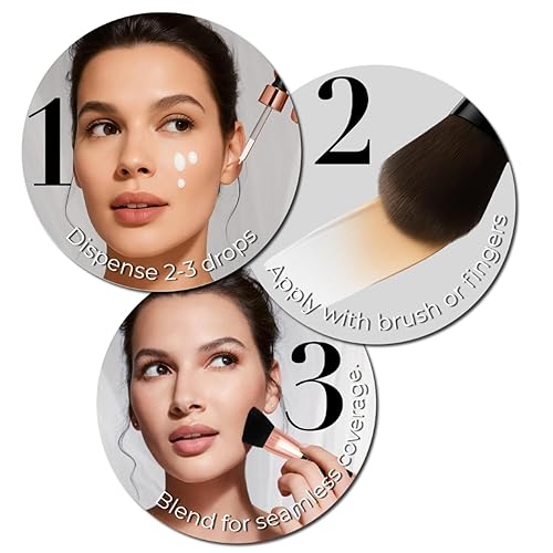 Miniatura 8 de LUMINESS Liquid Mirage - Kit de 3 piezas, base que cambia de color con base SPF 50 y brocha de maquillaje, maquillaje facial hidratante y ligero,