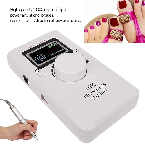 Miniatura 2 de Taladro de uñas de 40000 rpm, máquina de pulido portátil de uñas con motor sin escobillas, máquina de manicura y pedicura para kit de uñas acrílicas