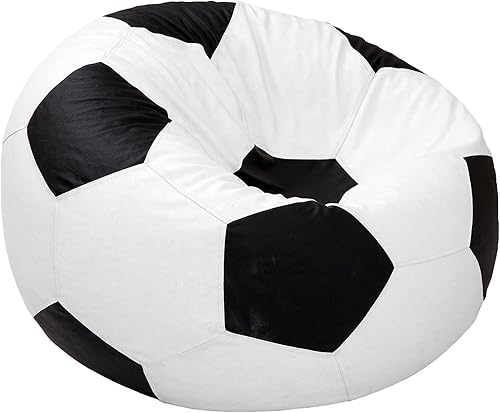 Ample Decor Funda para puf de cuero de fútbol relleno no incluido material de doble costura duradero cremalleras resistentes ideal para adolescentes