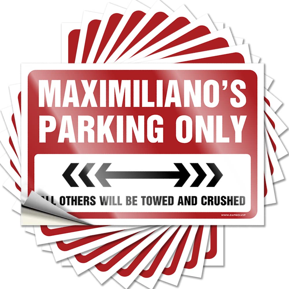 Square Bumper, Van Wall Maximiliano's Parking Only | Funny Quote Taupe Decals(6X9CM)