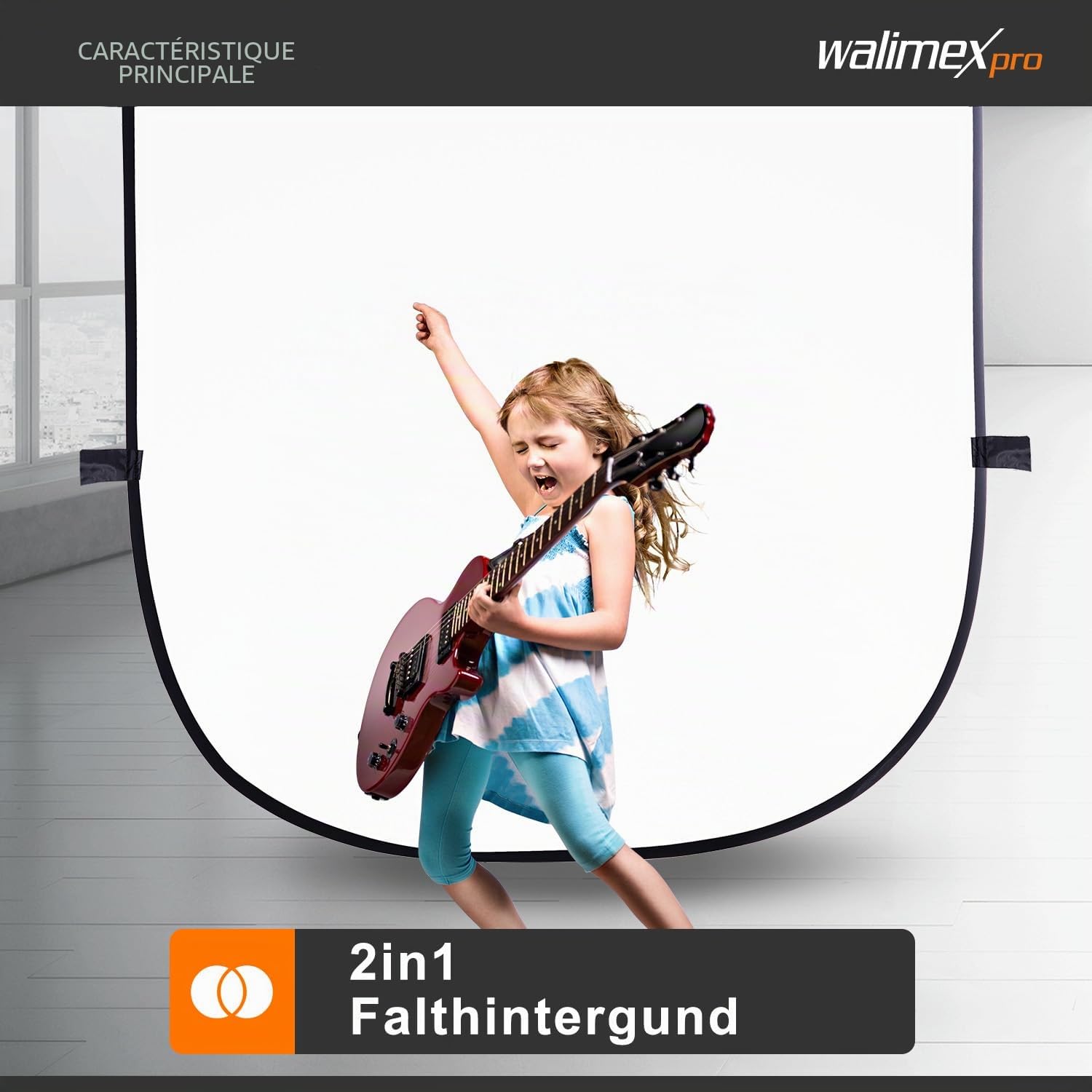 walimex Pro Fond Pliable 150x200cm Noir/Blanc PE