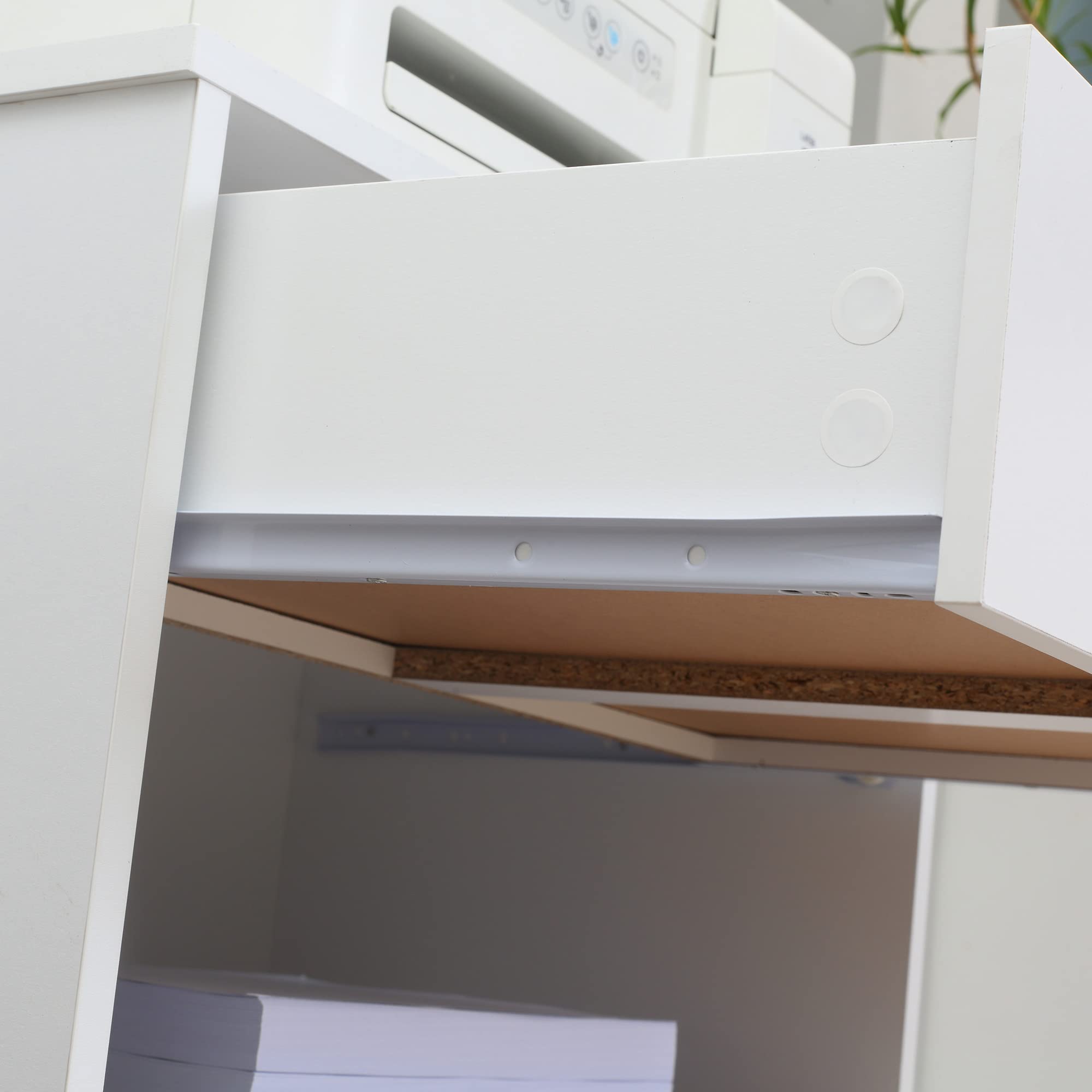 Vinsetto Mobile Porta Stampante con Cassetto 4 Ruote 60x39x80cm Bianco | Armadietto, Mobiletto Basso Multiuso, in Legno